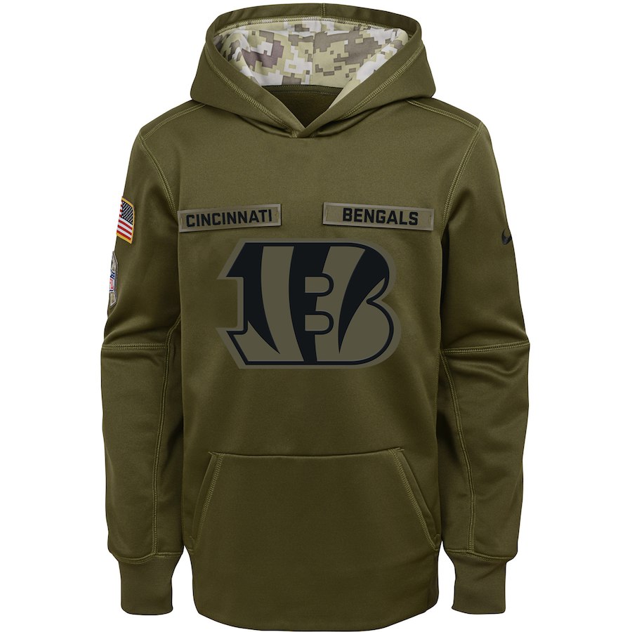 Cincinnati Bengals Nike Youth Salute to Service Pullover Performance Hoodie Green->youth nfl jersey->Youth Jersey
